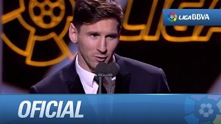 Premios LaLiga ● Lionel Messi mejor delantero Liga BBVA 20142015 [upl. by Niltak]