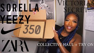 COLLECTIVE SHOPPING HAUL  TRY ON  YEEZY ZARA NAKED WARDROBE SORELLA BOUTIQUE NIKE  MORE [upl. by Isidor]