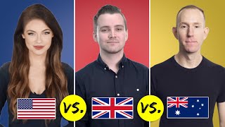 American vs British vs Australian English  One Language Three Accents [upl. by Ahsiym]