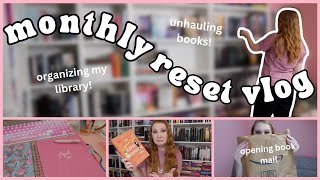 unhaul organizing journaling amp opening book mail ✨  monthly reset vlog [upl. by Ahsinirt]