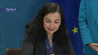 Brisel Kosovska predsednica Osmani sa predsednicom EP Mecolom [upl. by Grosz]