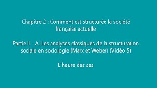 Chapitre 2  Partie II  A Les analyses classiques des classes sociales Marx et Weber vidéo 5 [upl. by Ambie726]