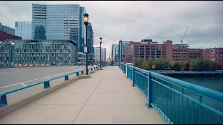 Boston Seaport District bridge walk to Boston Tea Party Museum  Boston Walking Tour 4K [upl. by Asil]