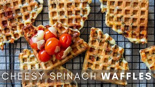 Savoury Waffles with Spinach amp Feta  How To Make Dinner [upl. by Blasien]