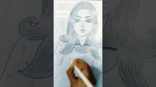 Drawing girl long hair sketch✏️ girls art shorts [upl. by Ahens]