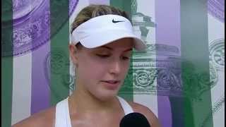 Eugenie Bouchard postmatch interview  Wimbledon 2014 [upl. by Ynohtnakram]