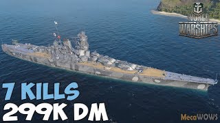 World of WarShips  Yamato  7 KILLS  299K Damage  Replay Gameplay 4K 60 fps [upl. by Ahsiekal]