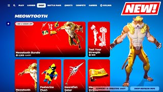 NEW Sabretooth Meowscles Skin BUNDLE amp EMOTE Item Shop Fortnite [upl. by Lanuk]