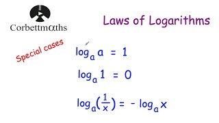 Logarithms Special Cases  Corbettmaths [upl. by Raimondo]