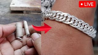 Wow heres how to make a popular silver bracelet 🔥🔨 silver jewellry gold viral video jewelry [upl. by Gilli261]