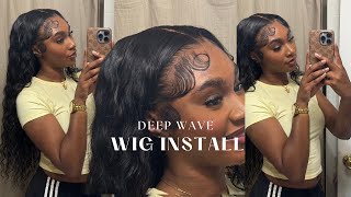 HOW TO  13x6 DEEP WAVE WIG  WIG INSTALL  USUCHBEAUTY [upl. by Ahtekahs877]