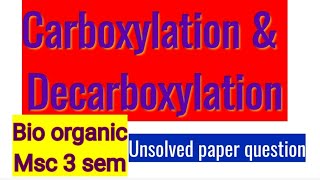 Carboxylation amp Decarboxylation Bio organic Msc 3sem [upl. by Adnawak116]