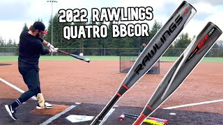 Hitting with the 2022 Rawlings Quatro PRO amp Quatro MAX  BBCOR Baseball Bat Review [upl. by Rento]