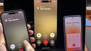 iPhone 15 Pro Max Screen Mirroring to MacBook Pro Outgoing Call to Samsung S23 and Incoming Call [upl. by Azeel]