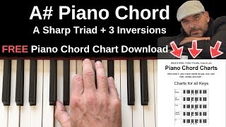 A Piano Chord  A Sharp Major  Inversions Tutorial  FREE Chord Chart [upl. by Noryak177]