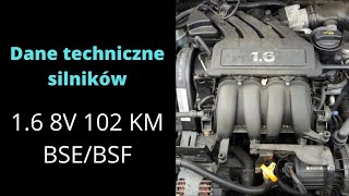 16 8V 102 KM BSEBSF  silnik dane techniczne Ciśnienie oleju sprężania [upl. by Ahsinid]