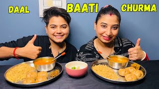 Diwali Special Dal Baati Churma Mukbang  YashalsMukbang [upl. by Enneyehs368]