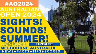 ⁴ᴷ ao2024 SIGHTS sounds SUMMER TENNIS  Qualifying  Melbournes Skyline awaits ATPWTA players [upl. by Stanly]