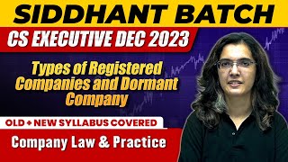 Types of Registered Companies and Dormant Company  Company Law amp Practice  CS Executive Dec 2023 [upl. by Naharba]