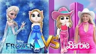 My talking Angela 2  FROZEN VS BARBIE 🙀 🧚‍♀️  Cosplay [upl. by Scrope342]