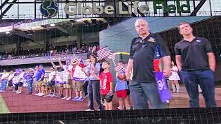 Texas Rangers National Anthem Paul Rogers 8724 vs Houston Astros [upl. by Melan]