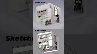 Kitchen isometric render sketchup enscape shortsvideo shorts trending [upl. by Pinter]