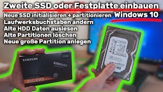 Zweite Festplatte oder SSD einbauen in Windows 10  super einfach einrichten [upl. by Waxman]