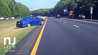 Dashcam captures outofcontrol driver on New Jersey Highway [upl. by Ardnaiek]