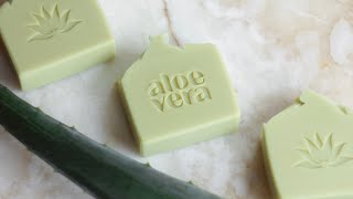 Herbal infused fresh aloe vera gel soap🍀 Natural homemade recipe [upl. by Akoek]