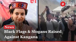 Congress Workers Protest Against BJP Candidate Kangana Ranaut in Lahaul amp Spiti  Lok Sabha Election [upl. by Remas148]