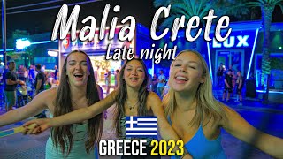 Malia Crete late night walking tour 4k Kreta Greece 2023 [upl. by Isa]