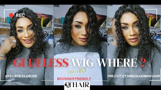 OMGMost Convenient amp Easy Pre Cut Glueless 8x5 Lace Closure Water Wave Wig Install Ft QT Hair [upl. by Mandy]