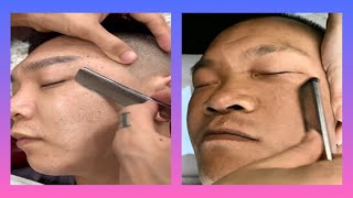 💈🪒ASMR  Quick and thorough facial shaving video [upl. by Atteiluj]