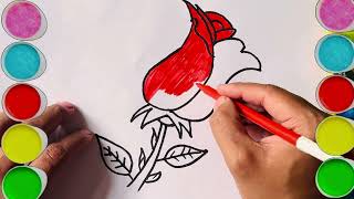 How to draw a Red Rose Flower  Easy drawing for beginner [upl. by Yesnik]