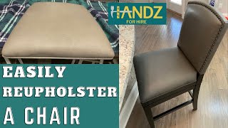 HOW TO EASILY REUPHOLSTER A BARSTOOL CHAIR FOR LESS THAN 50  DIY Tutorial [upl. by Eeclehc]