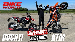 Supermoto Shootout  Ducati 698 Mono Vs KTM 690 SMC R [upl. by Leventhal]