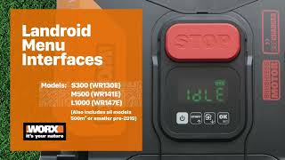 Worx Landroid Menu Interfaces  WR130E WR141E WR147E [upl. by Yanad]