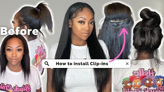 EASY ClipIn Hair Extensions for Short Thin Hair StepbyStep Tutorial for Beginners ft YWigs [upl. by Mal99]