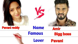 Amir 🆚 Pavani reddy englishcomparision bigg boss [upl. by Nahtiek]