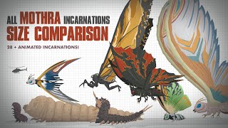 All MOTHRA Reincarnations  ANIMATED SIZE TITAN COMPARISON [upl. by Blinnie]