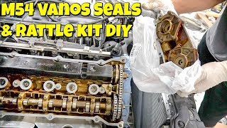 BMW E46 M54 Vanos Seals amp Rattle Kit Replacement DIY [upl. by Mairym20]