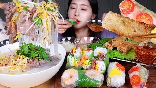 ASMR MUKBANG  직접 만든 쌀국수에 짜조 월남쌈까지 못참지 🥹 베트남 음식 먹방 VIETNAMESE PHO BO amp SPRING ROLL amp SUMMER ROLL [upl. by Meihar]