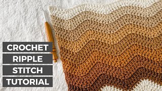 How to Crochet the Ripple Stitch  FREE Crochet Blanket Pattern MOCHA RIPPLE AFGHAN [upl. by Erimahs]