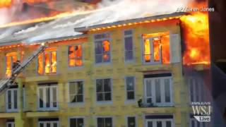 Raw Video Construction Worker Rescued From Raging Fire [upl. by Romy]