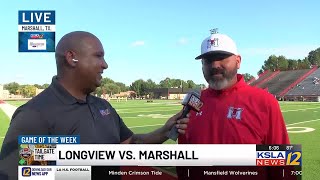 KSLA live before Longview Lobos vs Marshall Mavericks game kicks off on Sept 6 2024 [upl. by Cynde860]