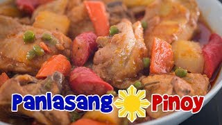 Chicken Afritada Recipe  How to Cook Afritadang Manok with Bell Pepper  Panlasang Pinoy [upl. by Ahsemad]