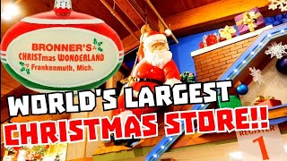 WORLDS LARGEST CHRISTMAS STORE Bronners Christmas Wonderland in FRANKENMUTH [upl. by Arikihs550]