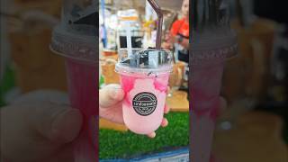 Pink milk topped with grass jelly Asian Street Drink shorts streetfood delicious [upl. by Kcirreg]