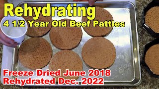 Rehydrating 4 12 Year Old Freeze Dried Raw Hamburger Patties [upl. by Pincas]