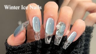 【セルフネイル】透明感たっぷり✨冬の氷ネイル⛄️🧊BORN PRETTYチップで長さだし💅ASMR韓国ネイルワンホンネイルジェルネイル [upl. by Peppard]